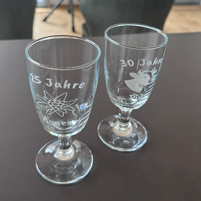 Kaffeglas graviert (3 Gravuren) mit Gravur